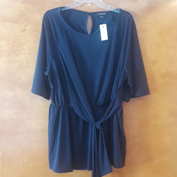 Lane Bryant Navy Blue Tie Shirt - Picture 4 of 5